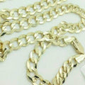 14K Solid Yellow Gold 4mm Curb Cuban Chain Link Pendant Necklace