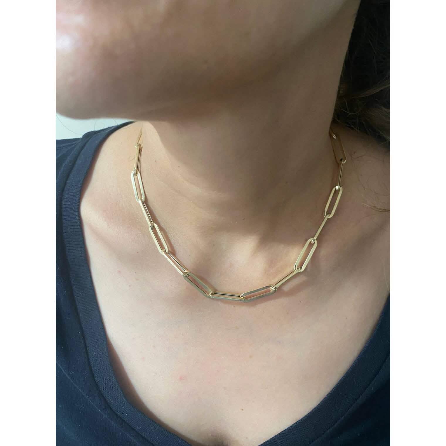 14k Yellow Gold 4mm Paperclip Chain Cable Link Necklace