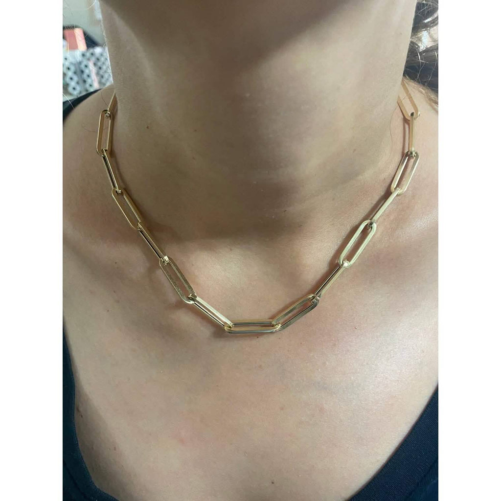 14k Yellow Gold 4mm Paperclip Chain Cable Link Necklace