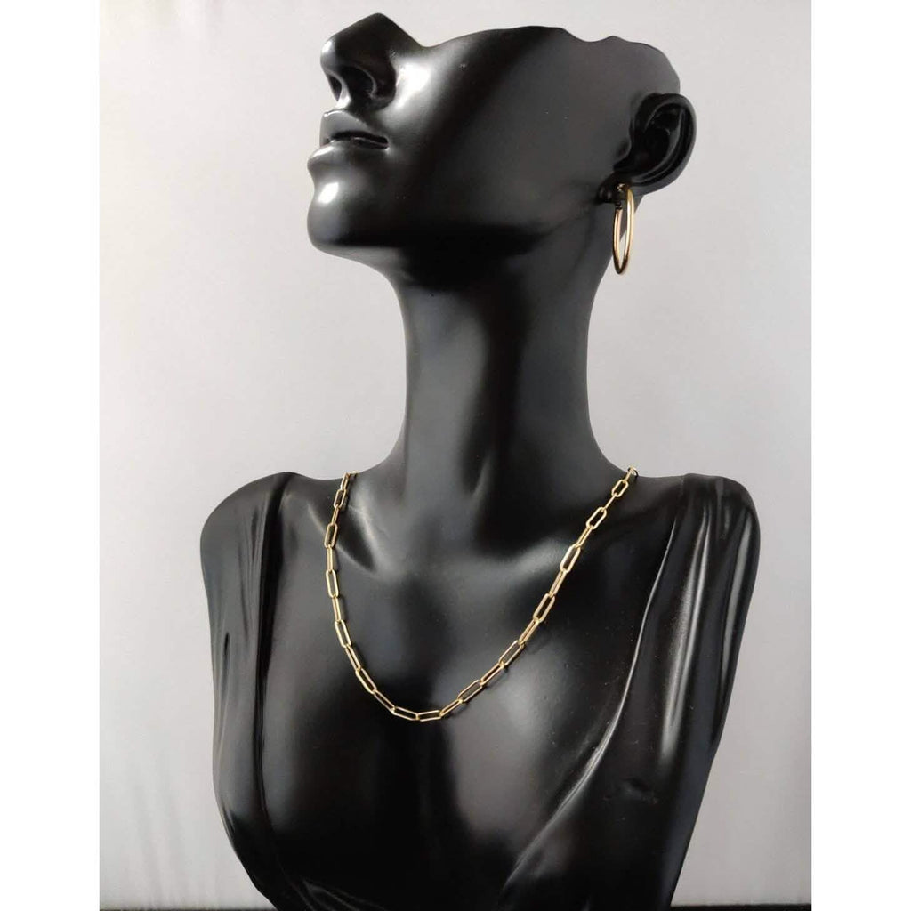 14k Yellow Gold 4mm Paperclip Chain Cable Link Necklace