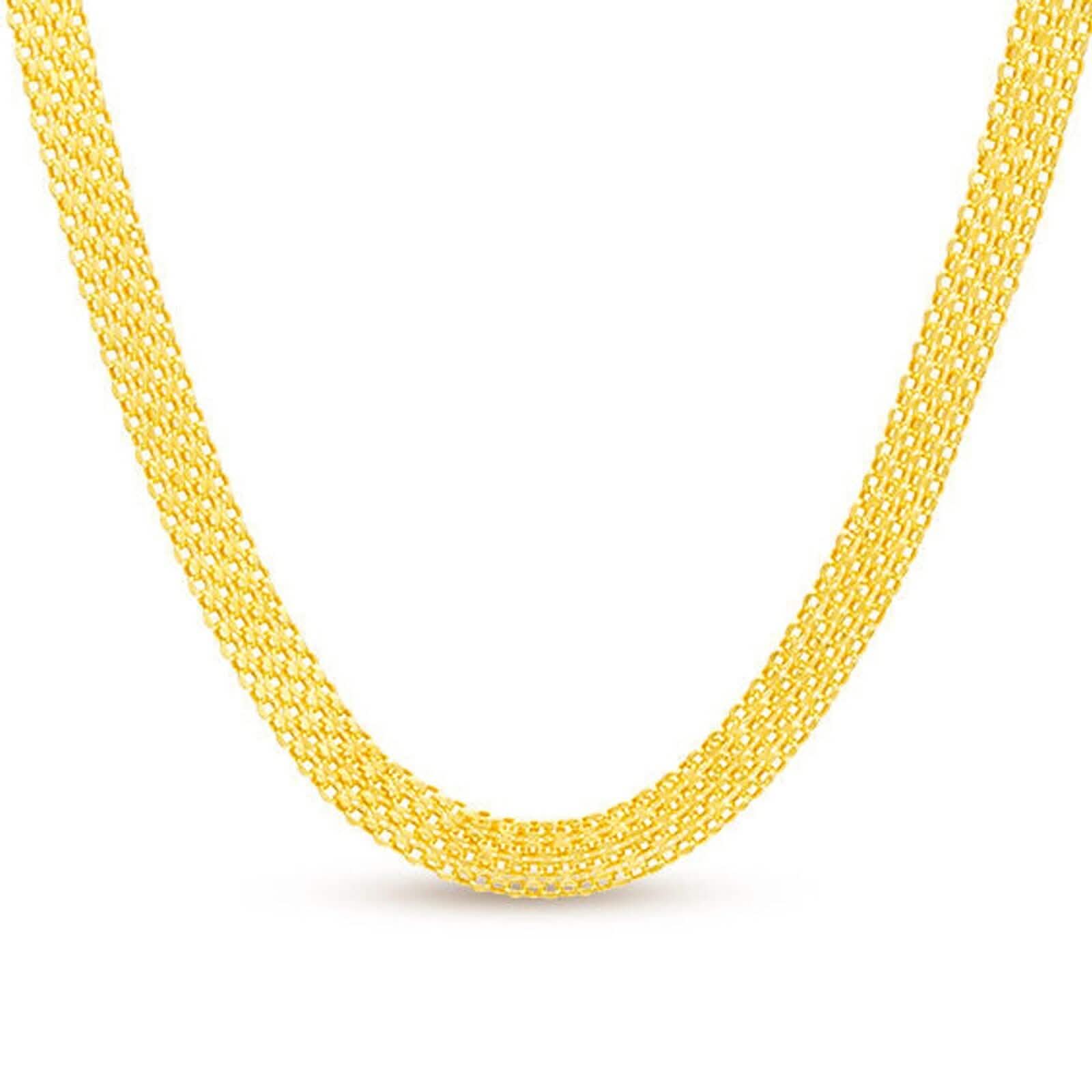 14K Yellow Solid Gold Round Bismark Chain Necklace 6MM