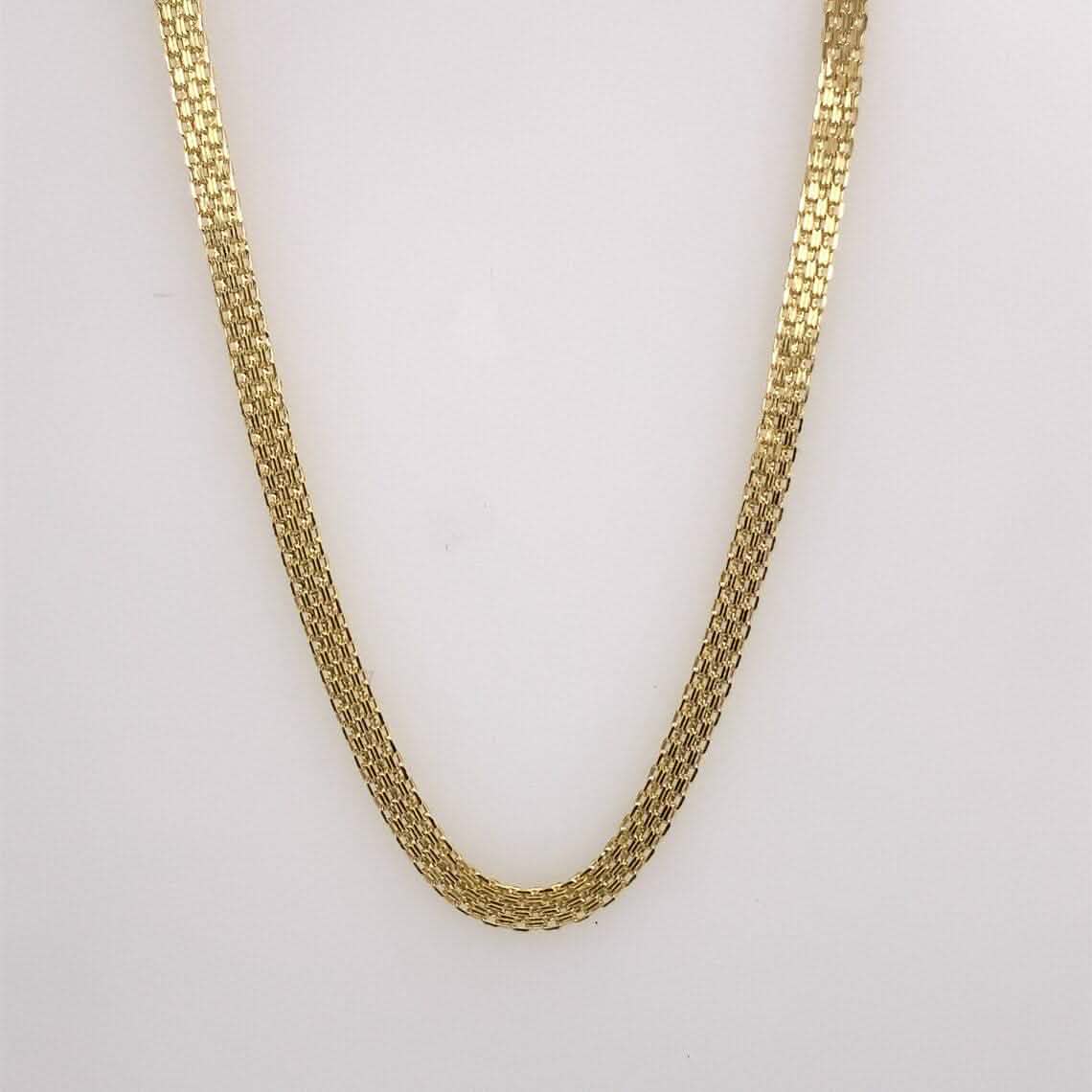 14K Yellow Solid Gold Round Bismark Chain Necklace 6MM