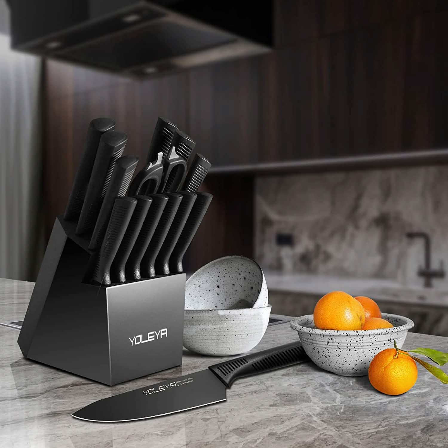 15-Piece: Non-Stick Coating Kitchen Knife Set