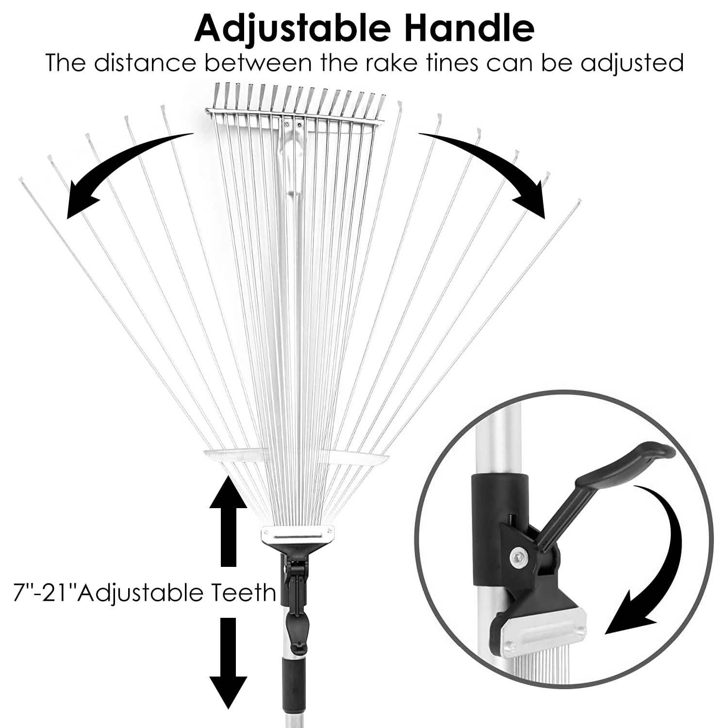 15-Teeth Expanding Stainless Steel Rake