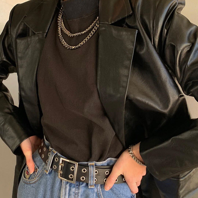 New product women's fashion leather PU suit