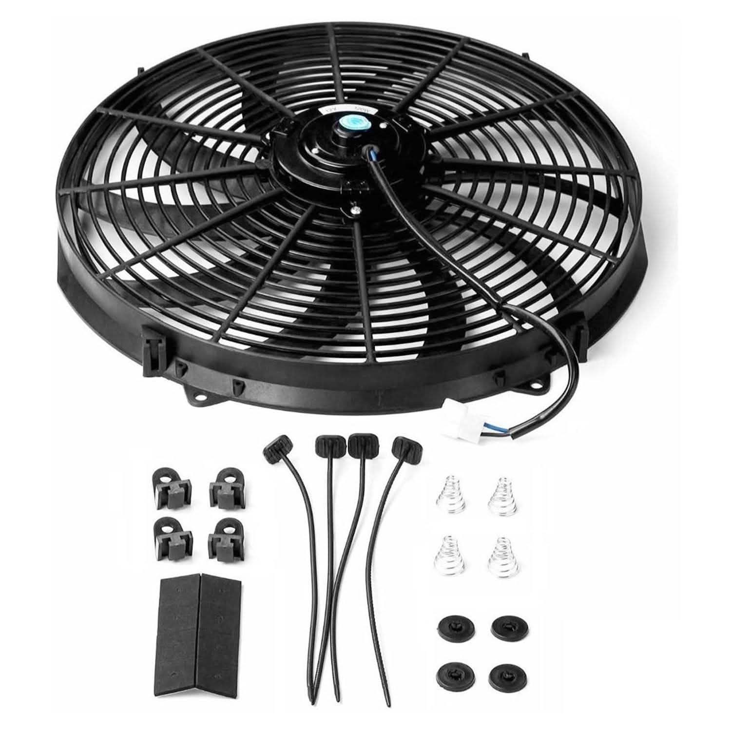 16" Electric Radiator Cooling Fan 12V 120W 10 Blades Car Thermostat Kit