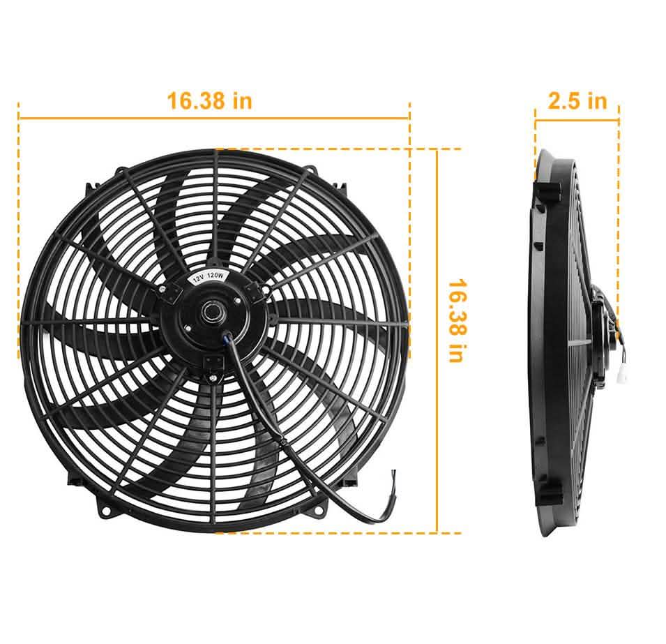16" Electric Radiator Cooling Fan 12V 120W 10 Blades Car Thermostat Kit