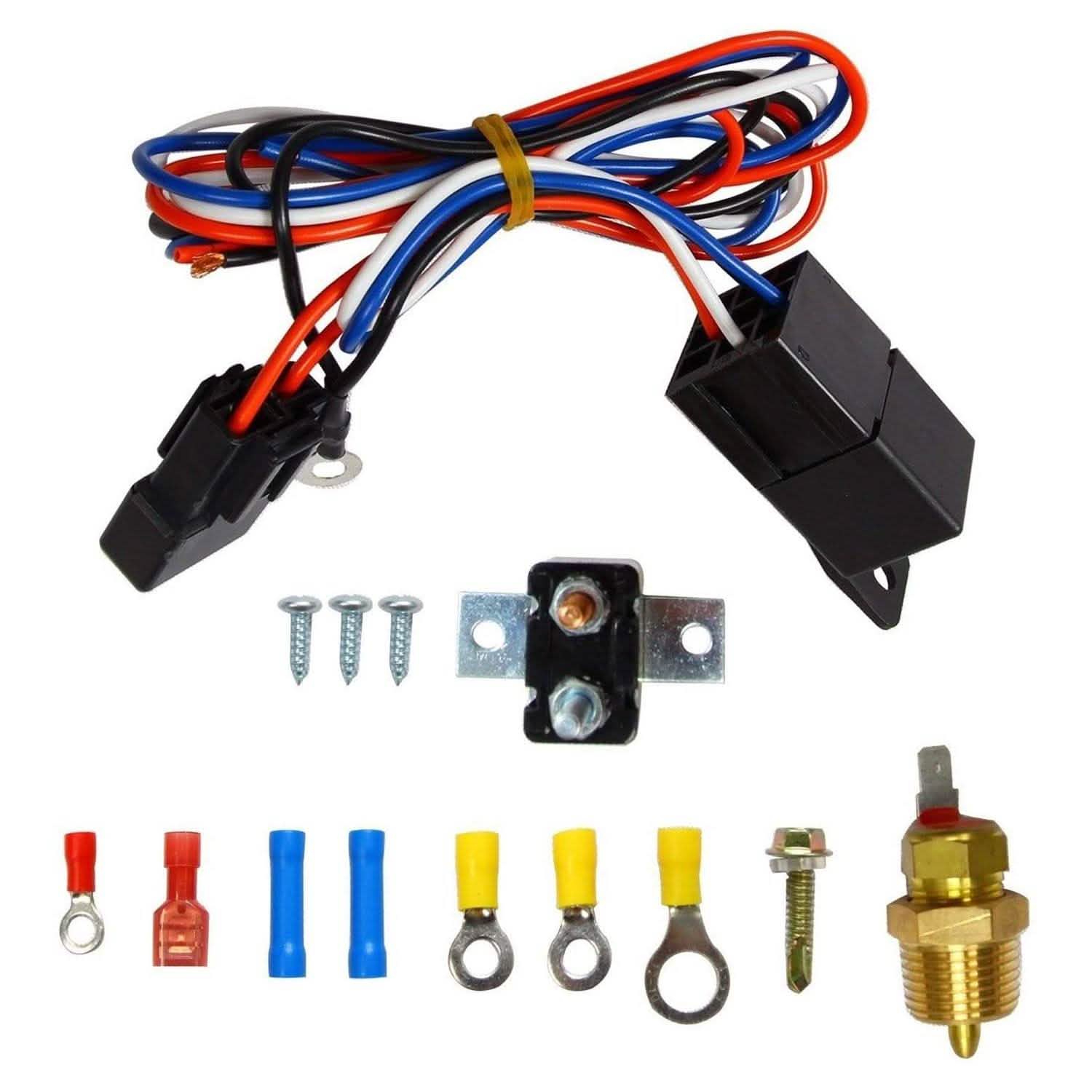 16" Electric Radiator Cooling Fan 12V 120W 10 Blades Car Thermostat Kit