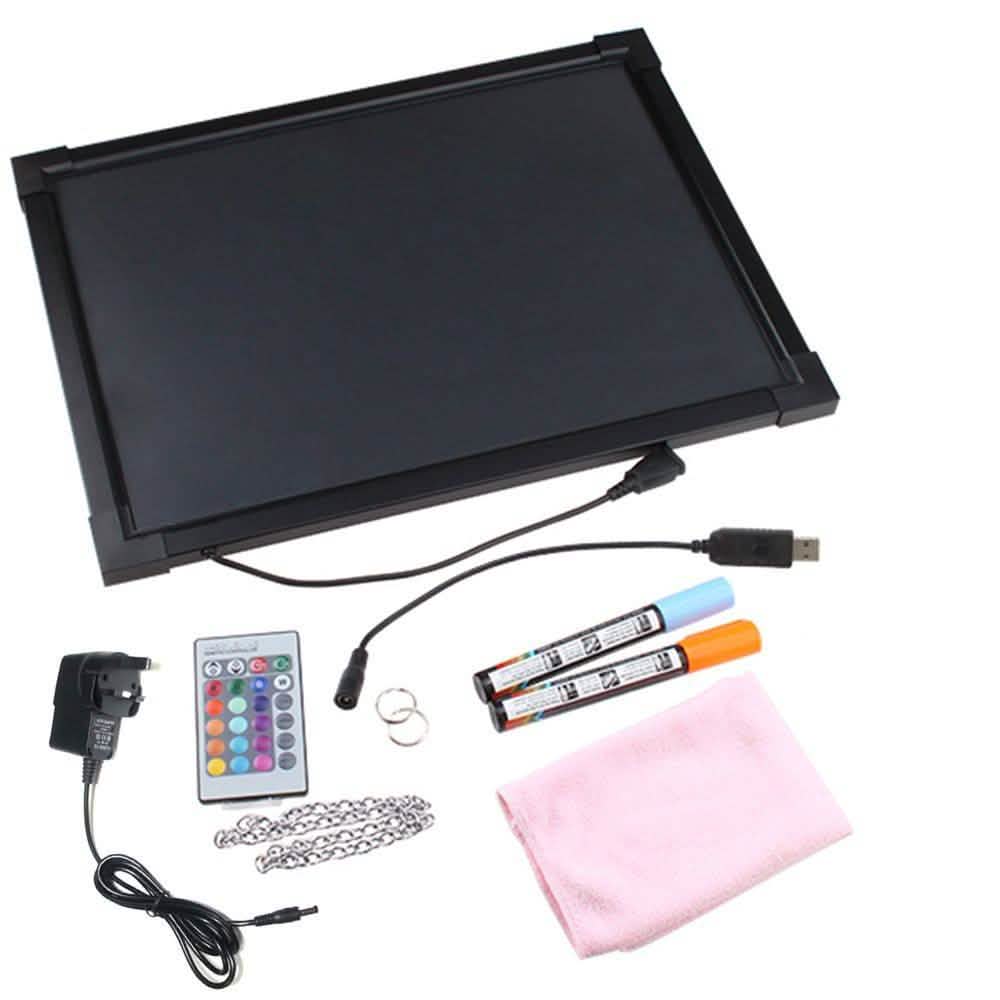 16 x 12" LED Flashing Illuminated Erasable Neon Sign Remote Message Menu Writing