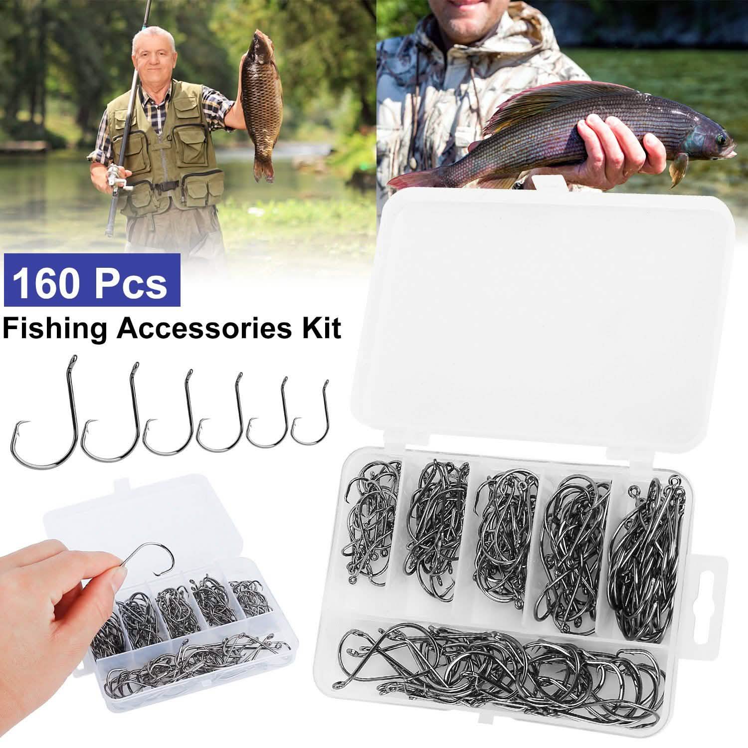 160-Piece: Offset Fishing Hooks Kit