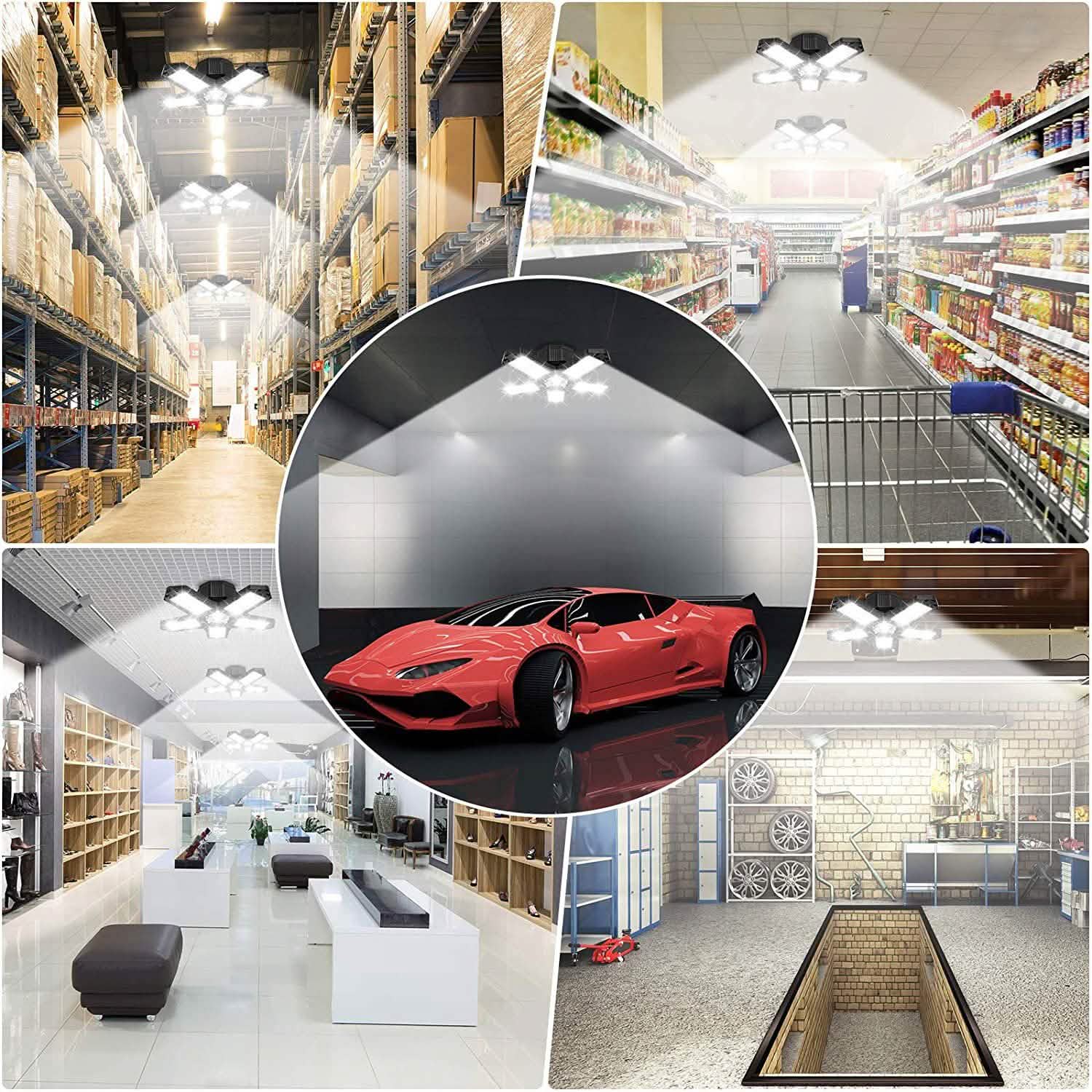 16000LM Garage Light with 6 LED Garage Ceiling Lights Panels