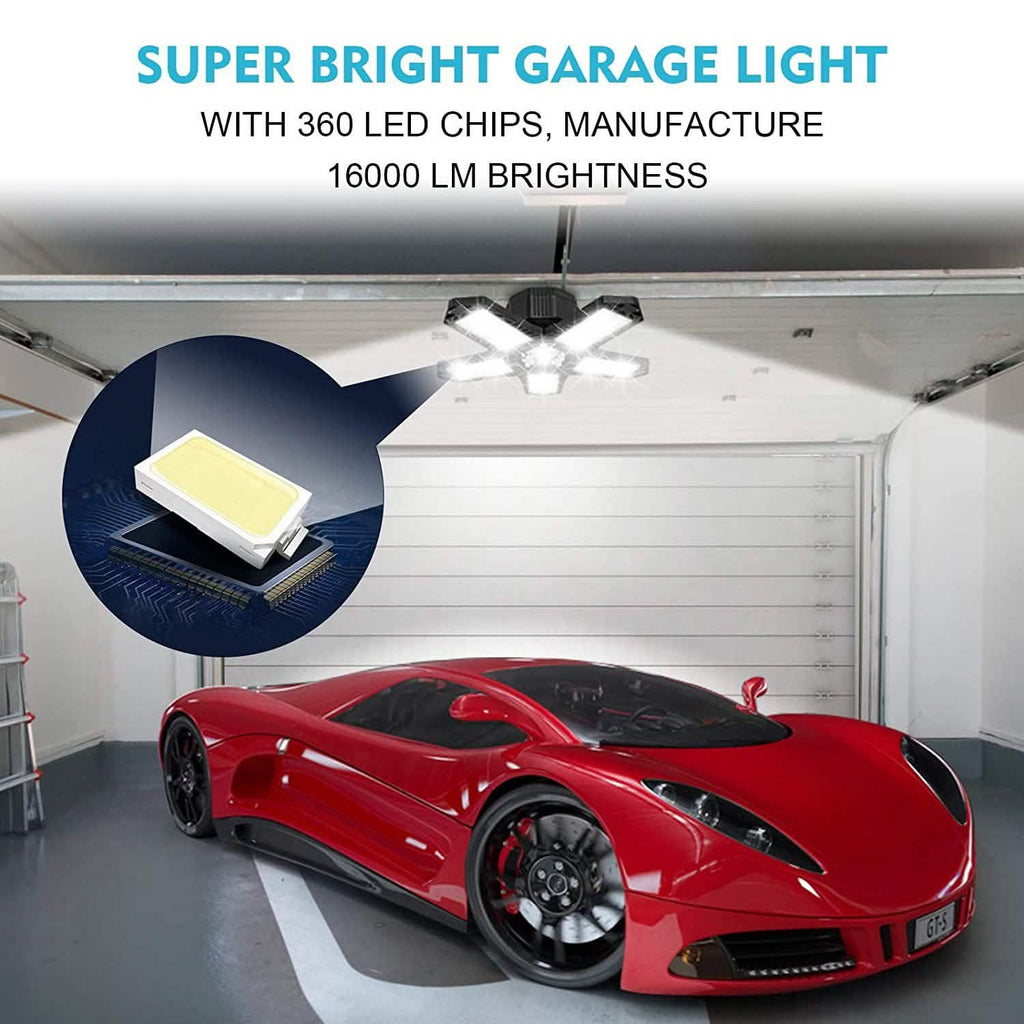 16000LM Garage Light with 6 LED Garage Ceiling Lights Panels