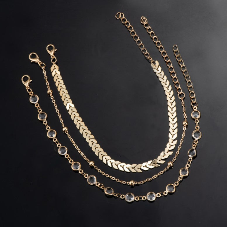 Jewelry Multilayer Popular Airplane Crystal Beach Anklet