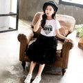 Girl's Dress Love Print Short Sleeve Suit