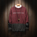 Loose Men's Plus Fat Plus Size Pullover Crew Neck Sweater