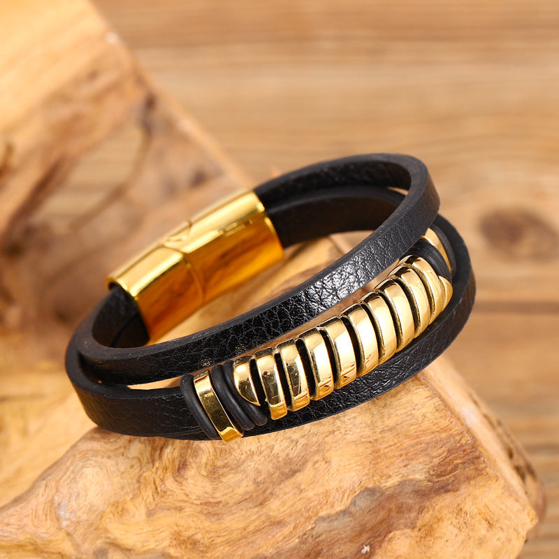 Stainless Steel Round S-shaped Bracelet Gold Exaggerated Personality