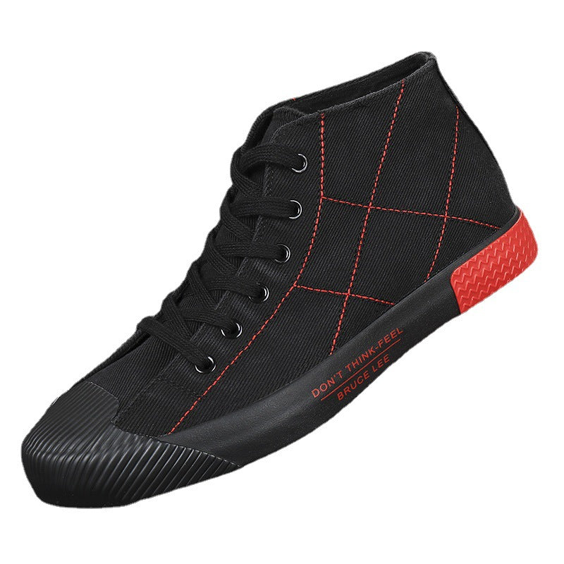 New simple Retro Black red lines Casual  "Don't Think feel" Bruce Lee quote Men's Shoes