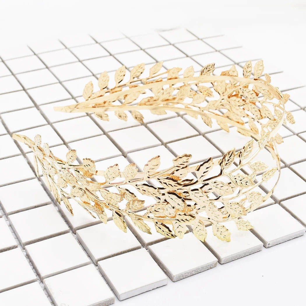 European And American New Product Fashion Leaf Headband Alloy Double Leaf Headdress