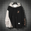 URBAN STYLE ALL SEASON Hooded  Stitching Contrast Color Sweater Jacket Male Plus SIZE