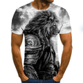 Urban Safari Men's Lion T-Shirt - 3D Printed Animal Graphic Tee, Gold/Black Streetwear, Short Sleeve Crew