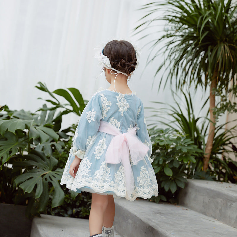 Long-Sleeved Dress, Lace And Crocheted Girl'S Princess Dress, Spanish Style Embroidered Children'S Dress