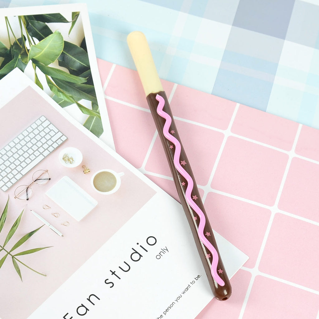 Korean Soft Gel Chocolate Stick Scented Needle Tube Gel Pen Black Ink Pen Signature