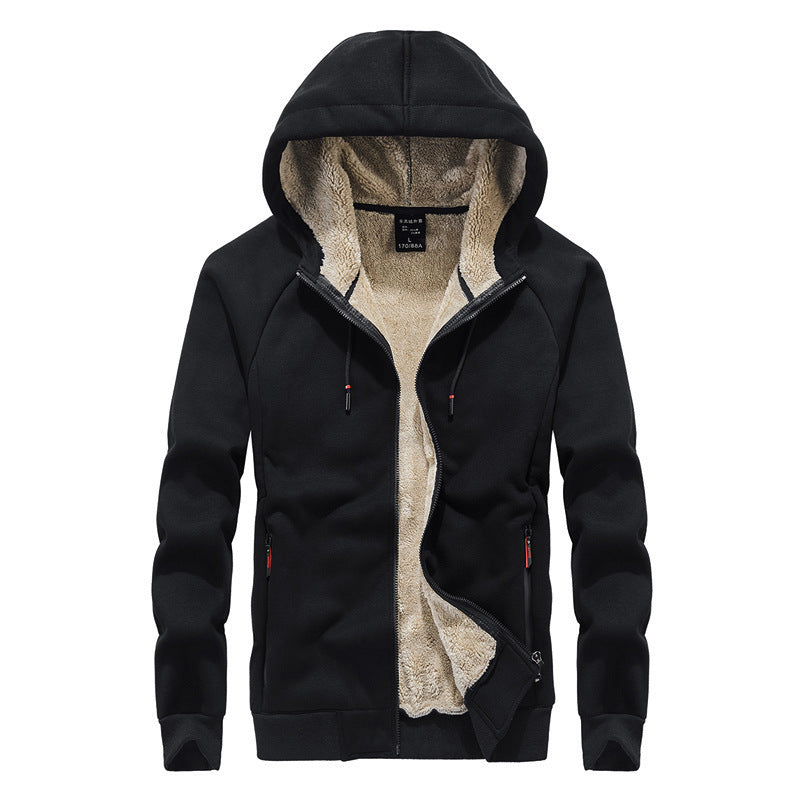 Men's New Hooded Plus Velvet Plus Size Cardigan Sweater Zipper Top