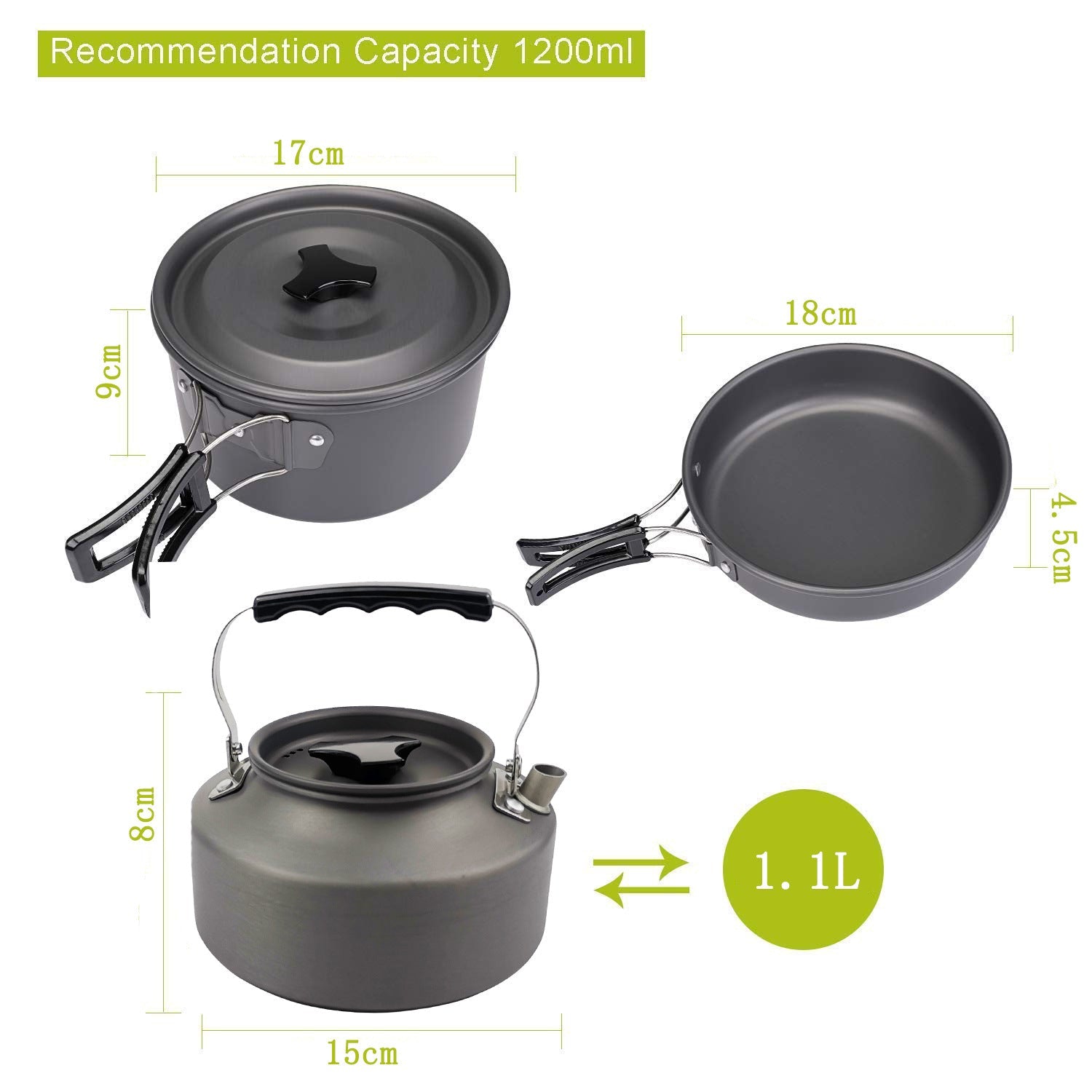 Portable Camping Kettle – Hard-Anodized Aluminum Outdoor Cooker with Heat-Resistant Handle | Lightweight & Compact Hiking Tea Pot: New Edition