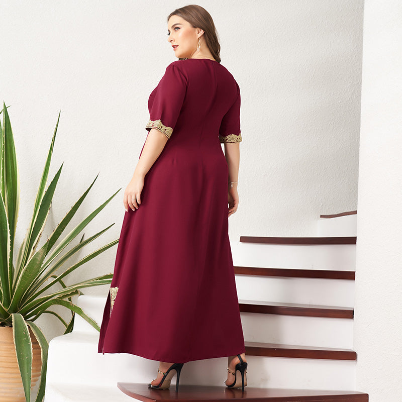 Women's Plus Size Retro Lace Patchwork Dress