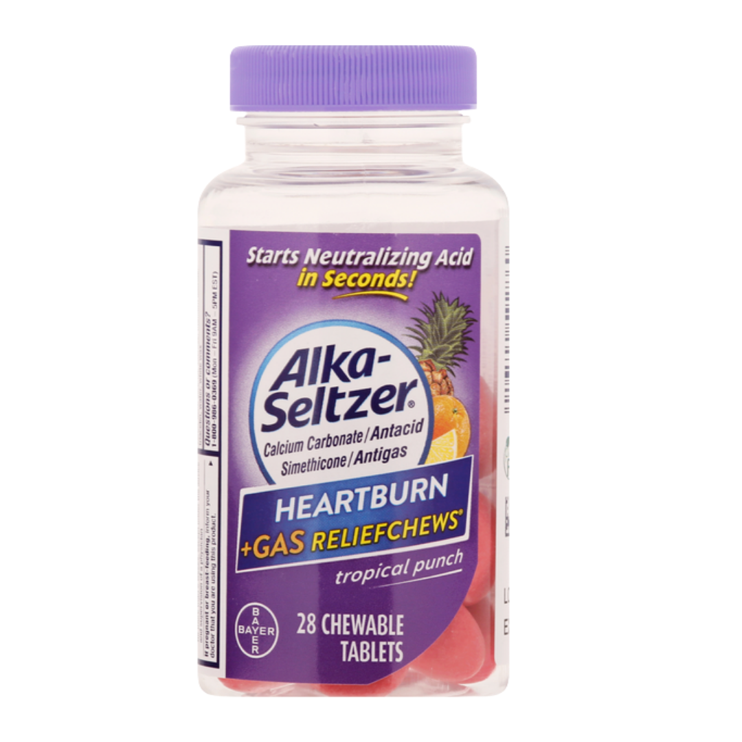 Alka-Seltzer Heartburn + Gas Relief Chews Tropical Punch (28 ct)