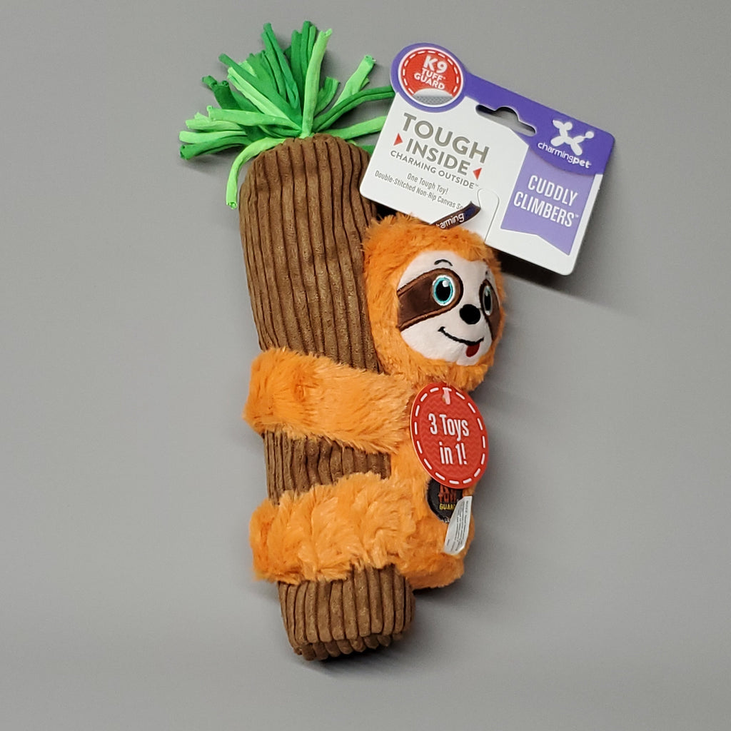 CHARMING PET Cuddly Climbers Sloth Plush K9 Tuff Guard Ultra Durable 69988 Orange (New)