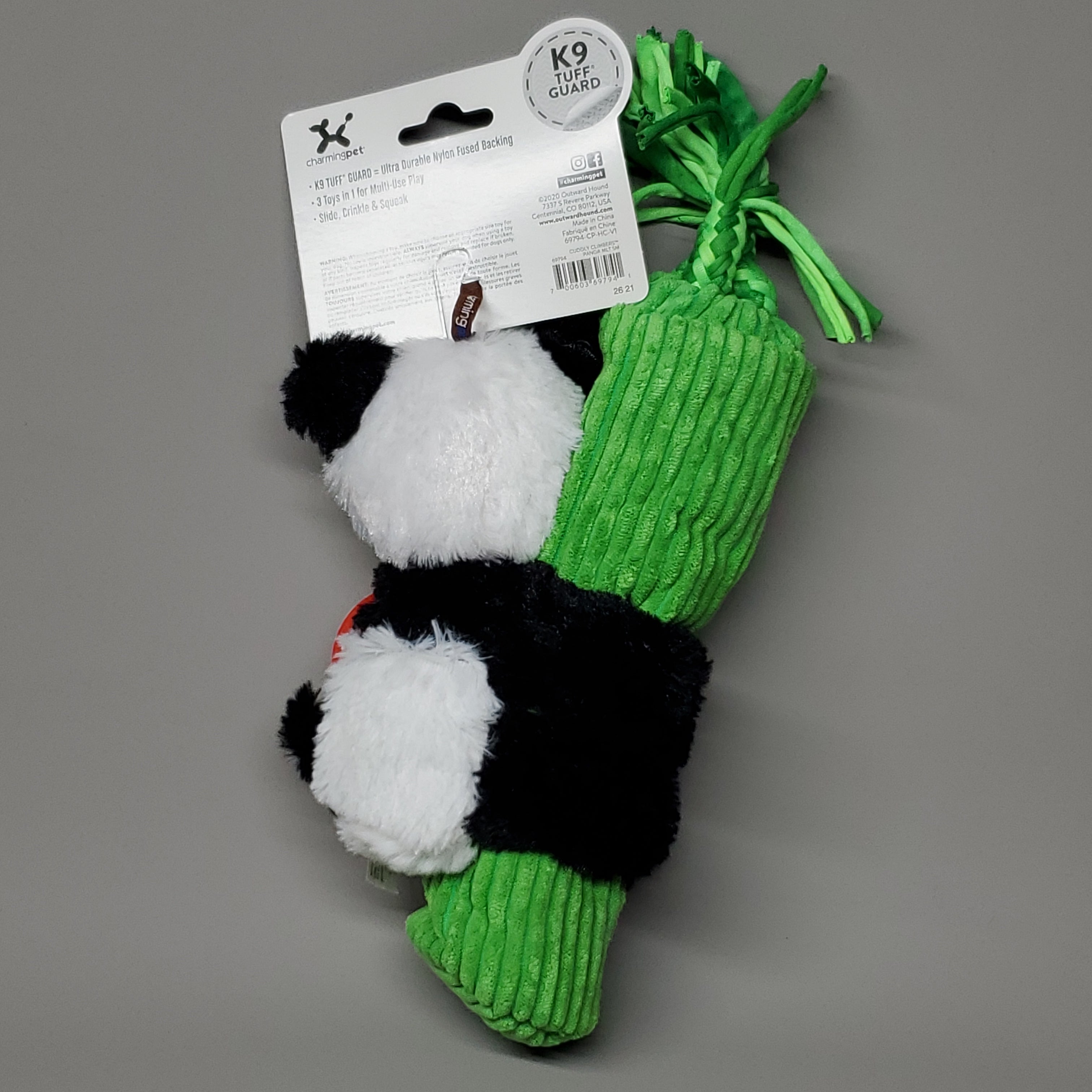 CHARMING PET Cuddly Climbers Panda Plush K9 Tuff Guard Ultra Durable 69794 Black/White (New)
