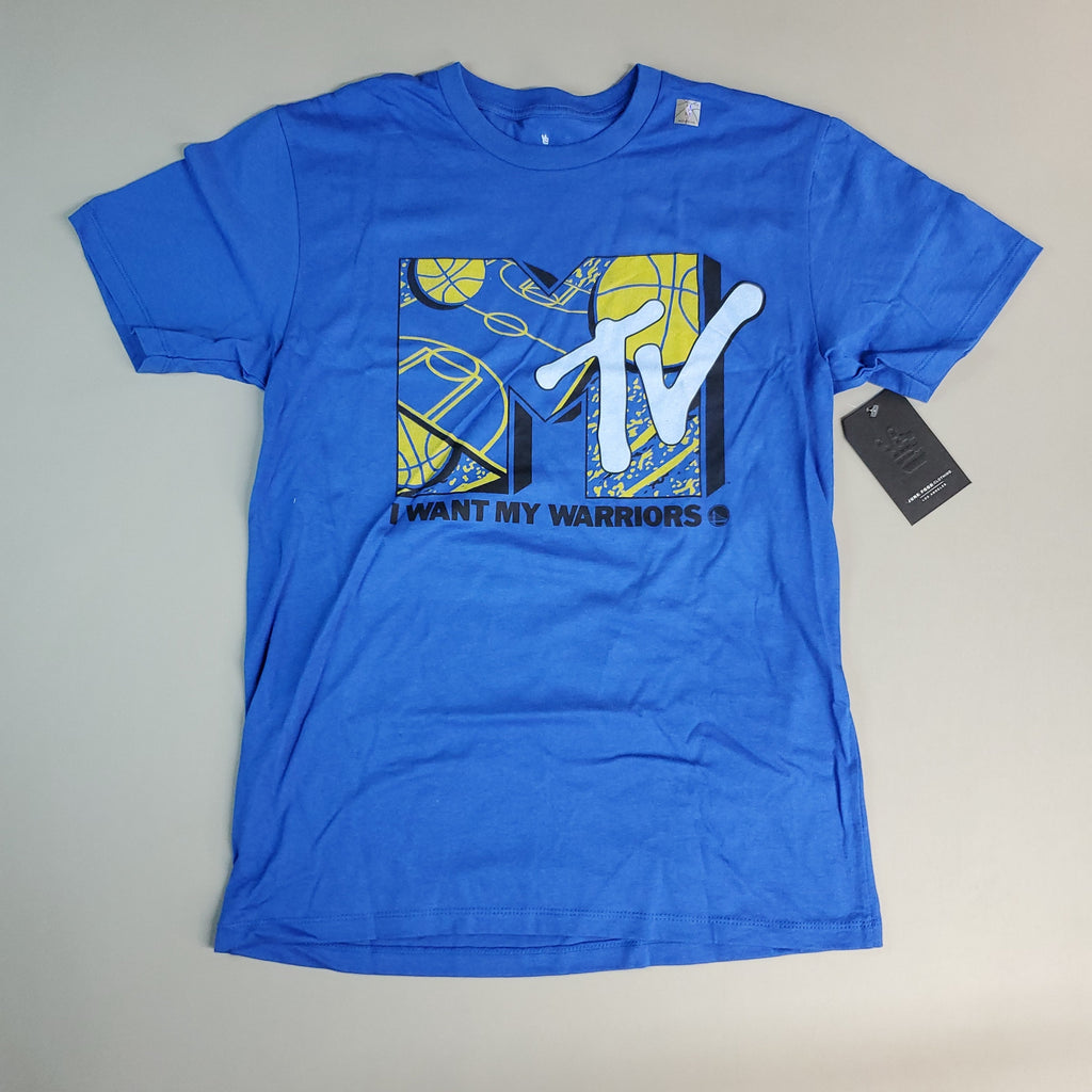JUNK FOOD NBA MTV Short Sleeve T-Shirt I Want My Warriors Men's Sz S Blue (New)