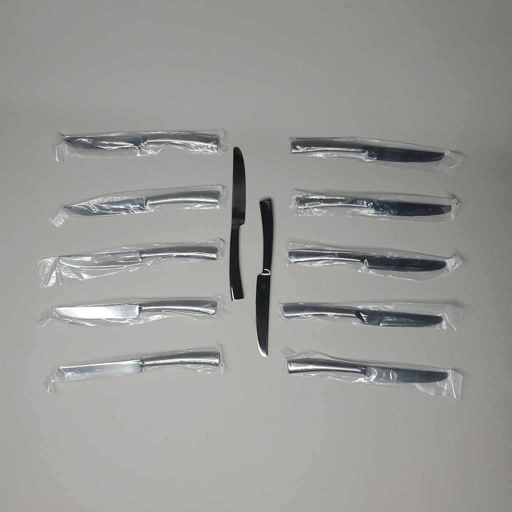 LIBBEY WORLD Tableware 12 Pcs Master's Gauge Aspect Dinner Knives 9-3/8" Dark Gunmetal (New)