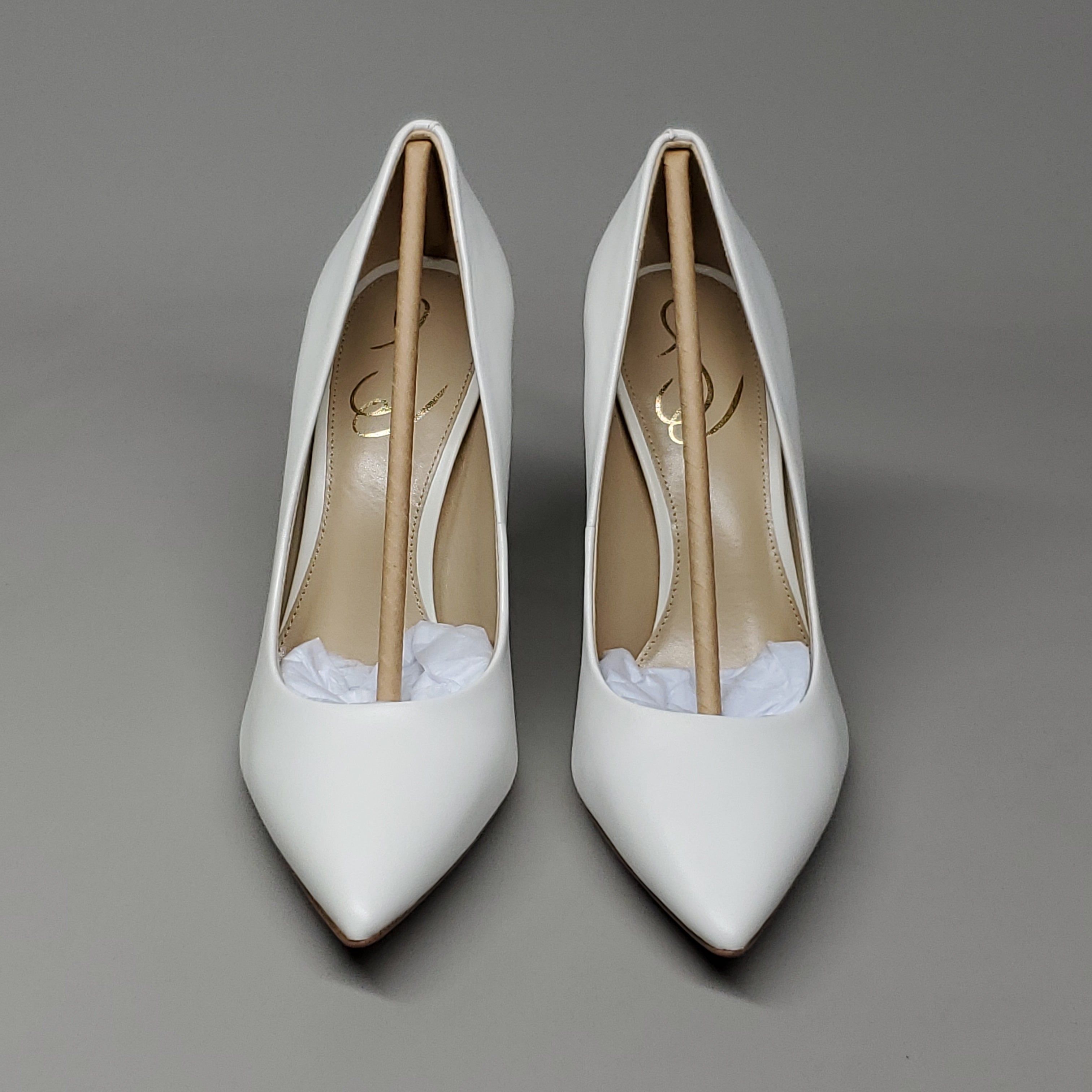 SAM EDELMAN Hazel High Heel Leather Shoes Women's Sz 7.5 Bright White E5638LC102 (New)