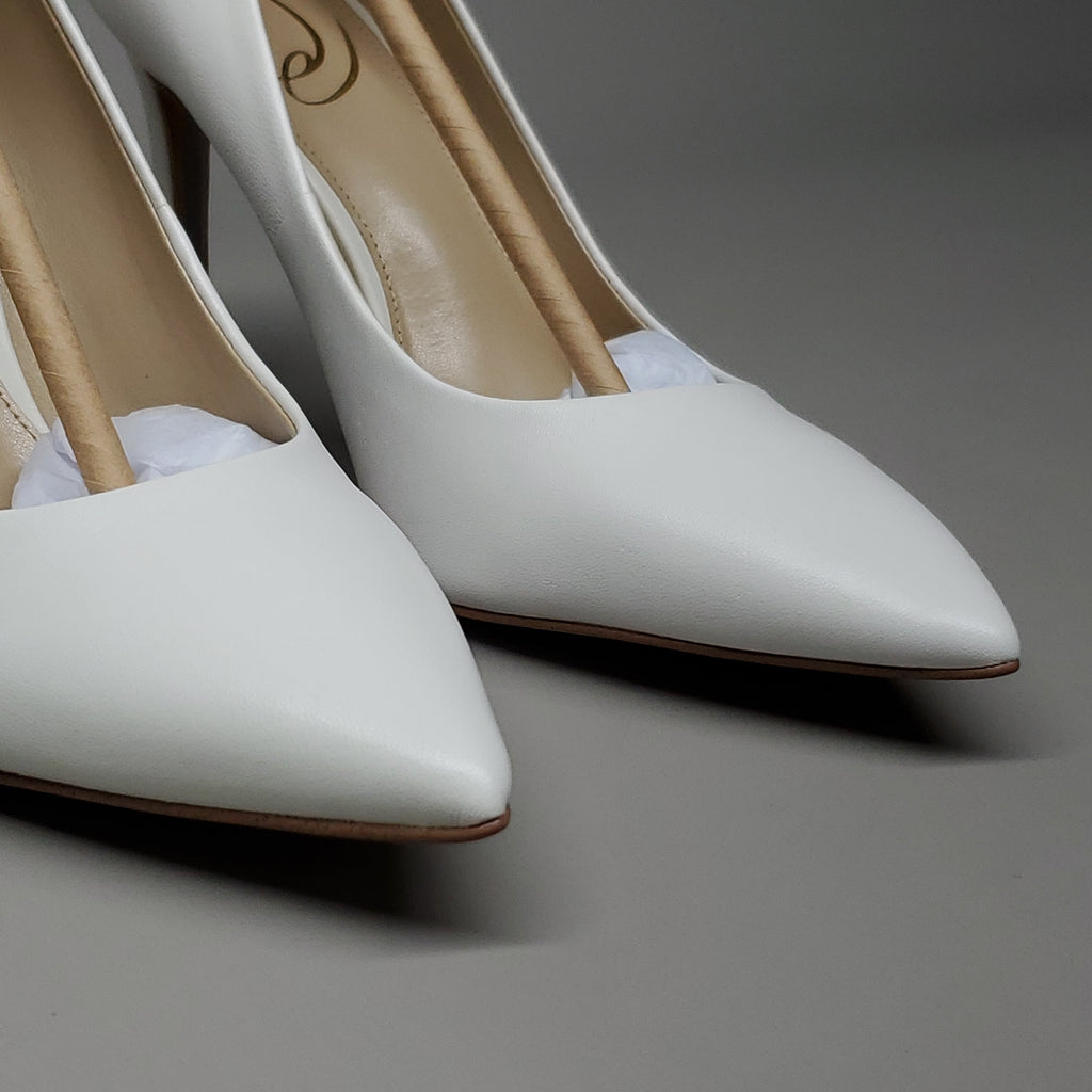 SAM EDELMAN Hazel High Heel Leather Shoes Women's Sz 7.5 Bright White E5638LC102 (New)