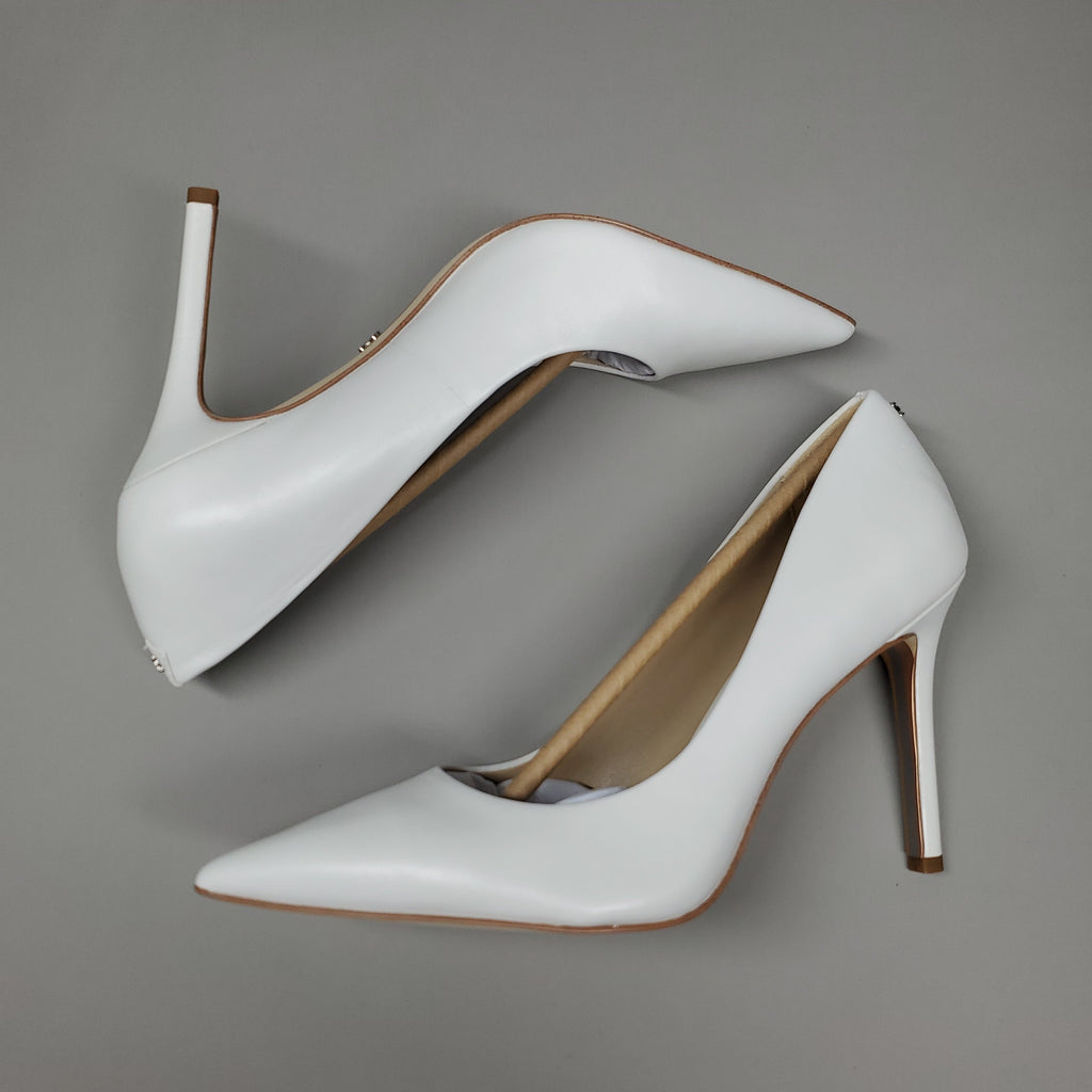 SAM EDELMAN Hazel High Heel Leather Shoes Women's Sz 7.5 Bright White E5638LC102 (New)