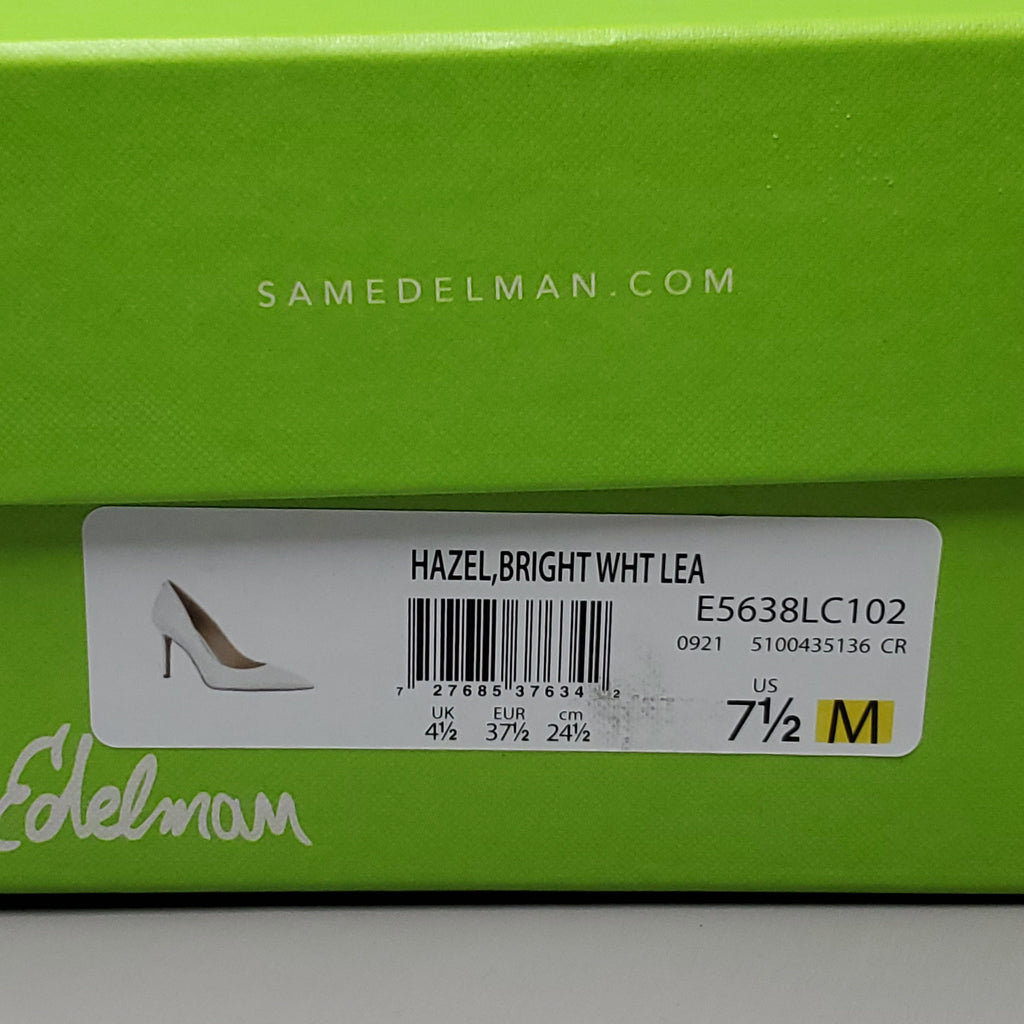 SAM EDELMAN Hazel High Heel Leather Shoes Women's Sz 7.5 Bright White E5638LC102 (New)