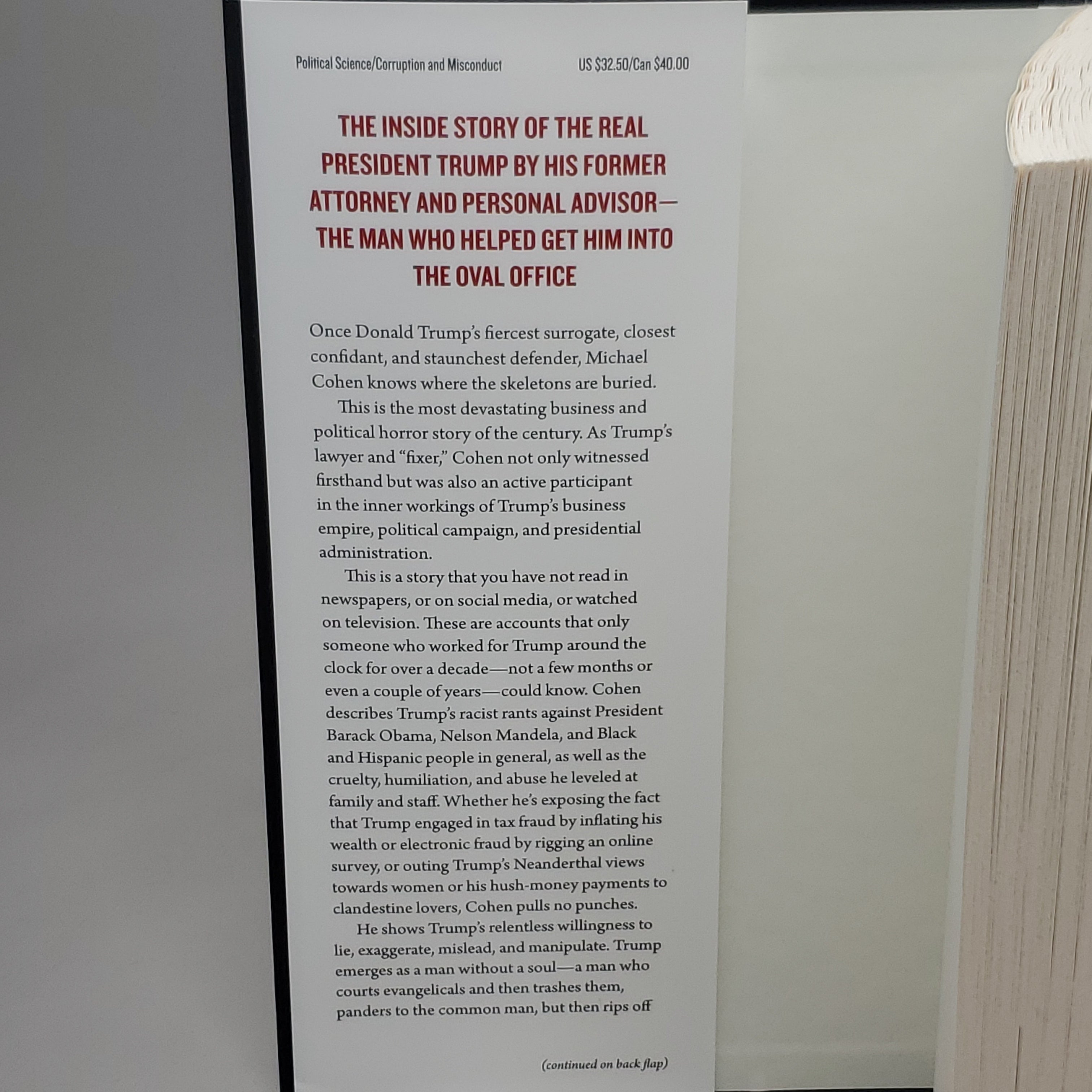 DISLOYAL The True Story of the Former Personal Attorney to President Donald J. Trump by Michael Cohen Book Hardback (New)