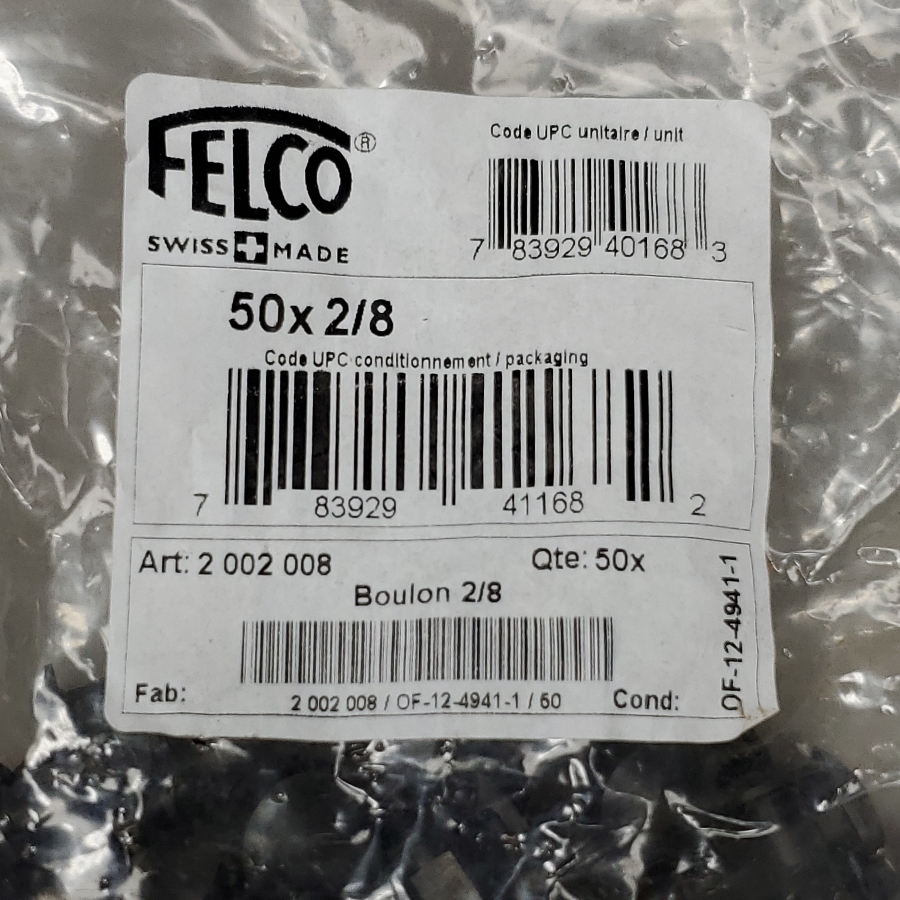 FELCO Swiss Made 50 Pack Of Pruner Replacement Bolts Boulon 2/8 2002008 For Felco 2 (New)