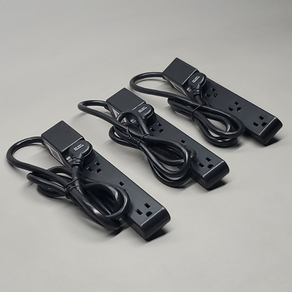 ALL SYSTEM BROADBAND 3-PACK! Power Strips 4-Outlet w/ 4' Extension Cable (New)