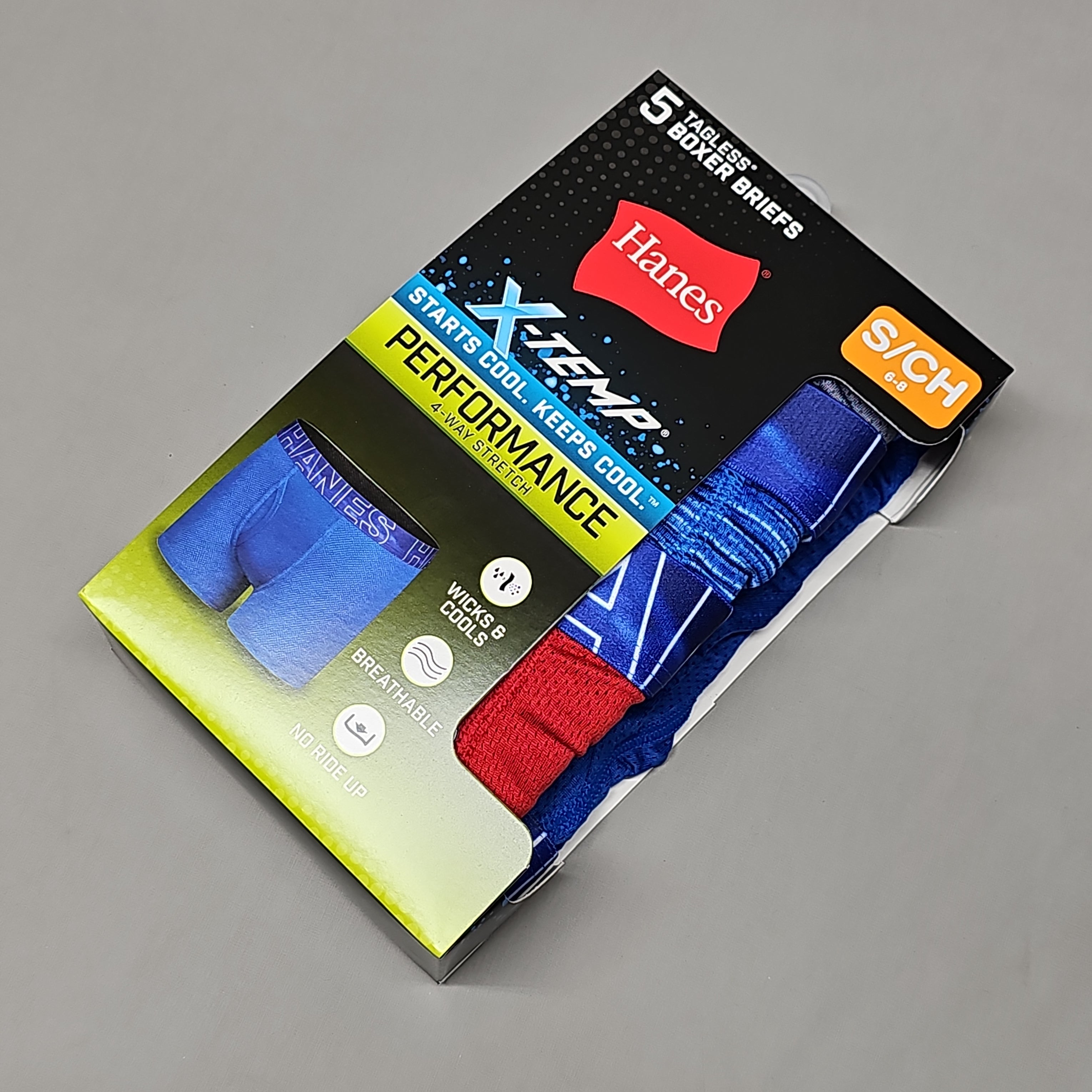 HANES Boxer Briefs 10-Pack Boy's Mesh Stretch X-Temp Size S 6/8 BX88P5 (New)