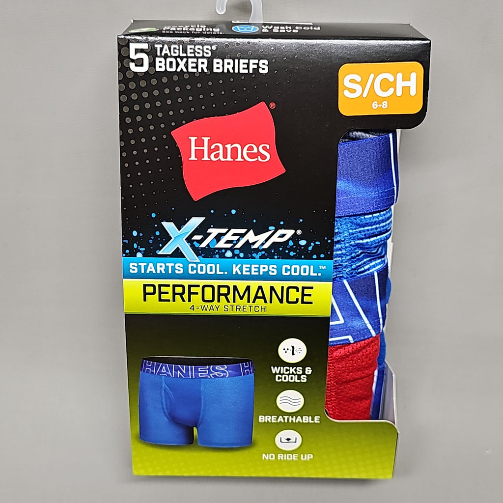 HANES Boxer Briefs 10-Pack Boy's Mesh Stretch X-Temp Size S 6/8 BX88P5 (New)