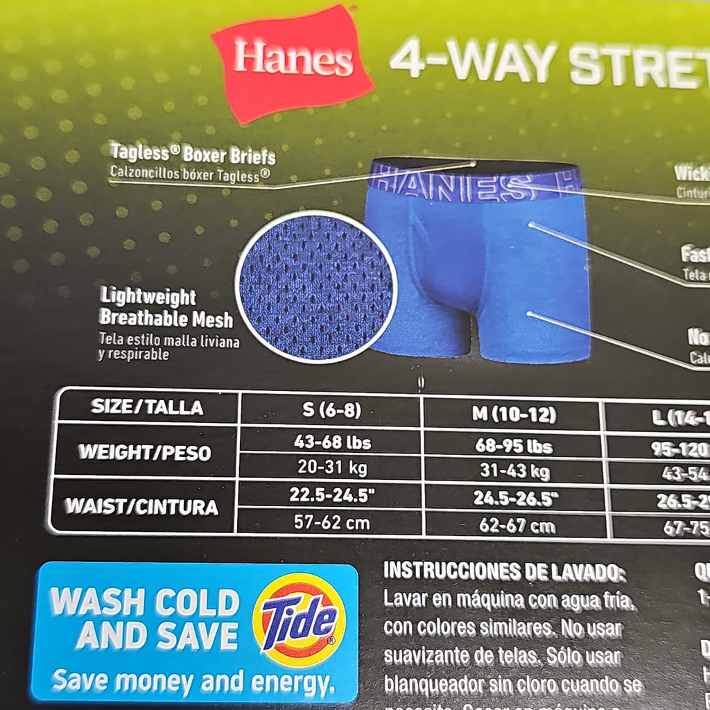 HANES Boxer Briefs 5-Pack Boy's Mesh Stretch X-Temp Size S 6/8 BX88P5 (New)