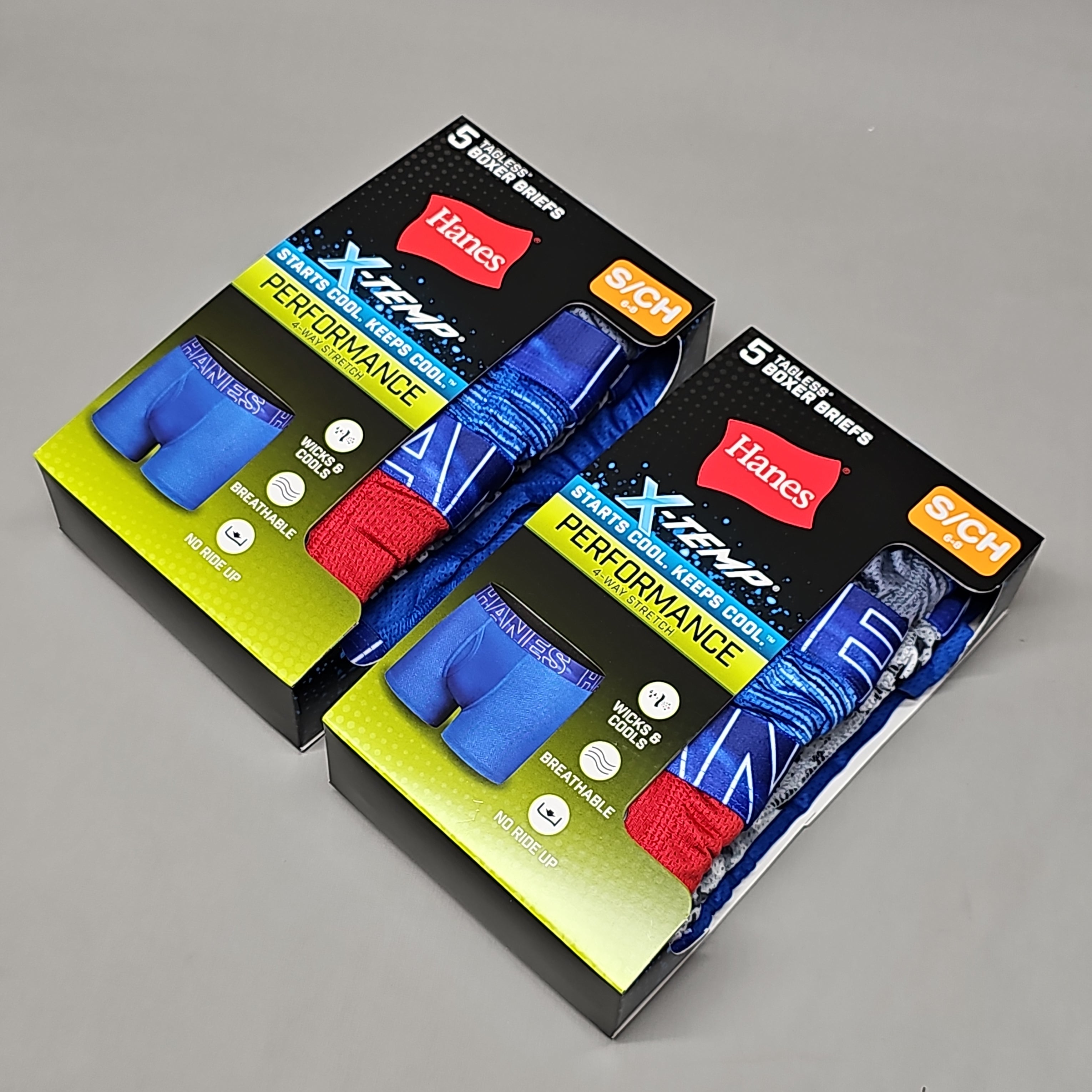 HANES Boxer Briefs 10-Pack Boy's Mesh Stretch X-Temp Size S 6/8 BX88P5 (New)