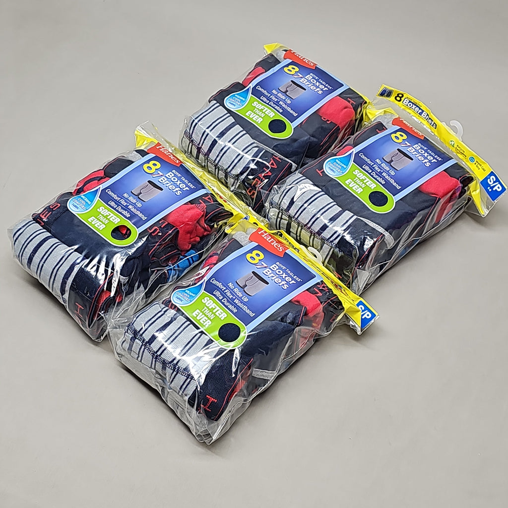 HANES Boxer Briefs 32-Pack Boy's Tagless Size S 6/8 B74SR8 (New)