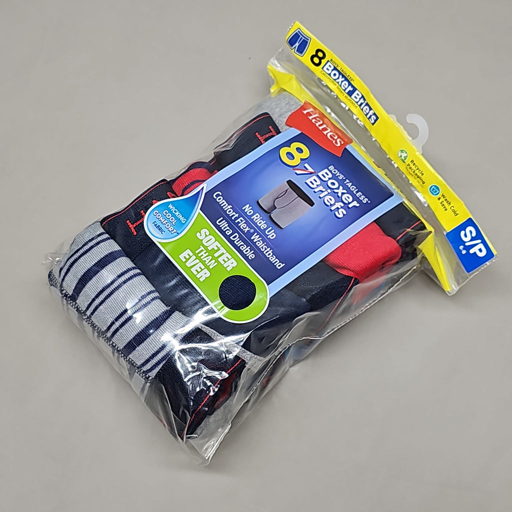 HANES Boxer Briefs 16-Pack Boy's Tagless Size S 6/8 B74SR8 (New)
