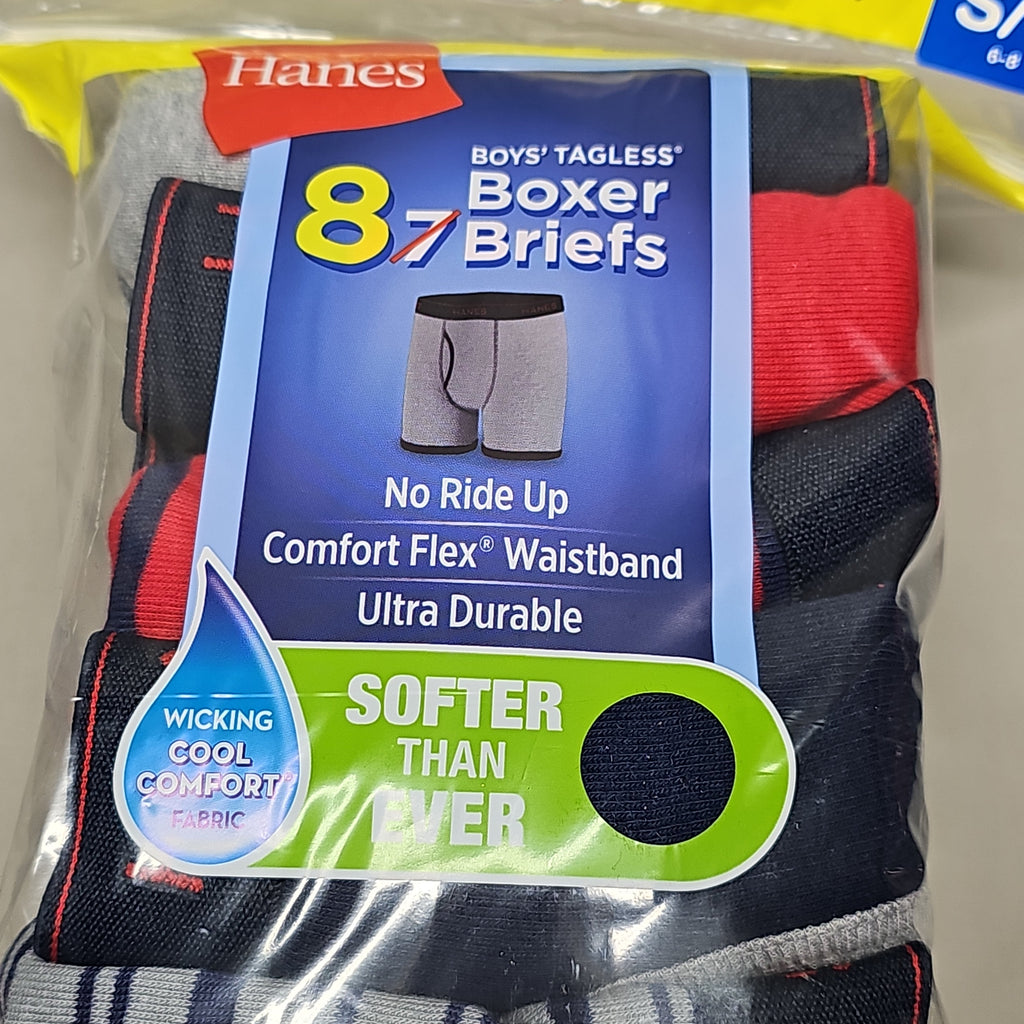 HANES Boxer Briefs 16-Pack Boy's Tagless Size S 6/8 B74SR8 (New)