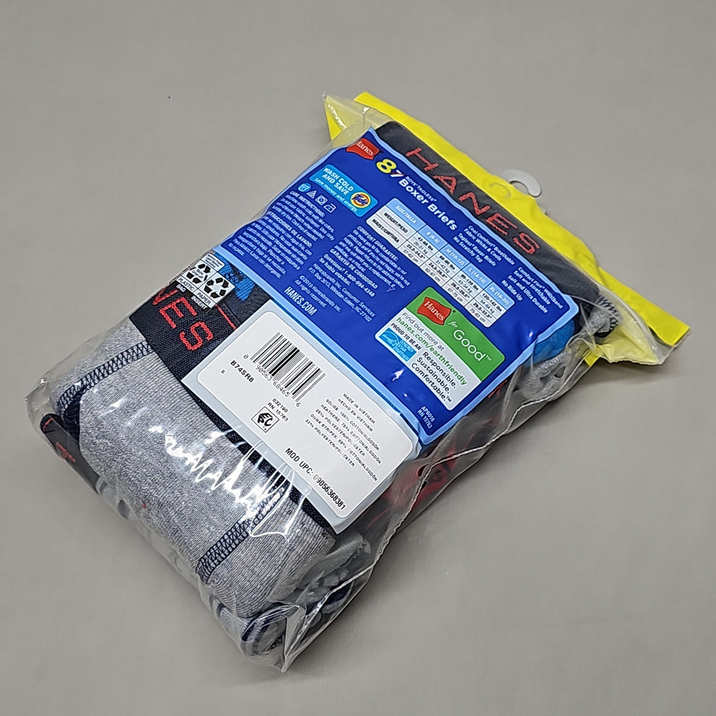 HANES Boxer Briefs 16-Pack Boy's Tagless Size S 6/8 B74SR8 (New)