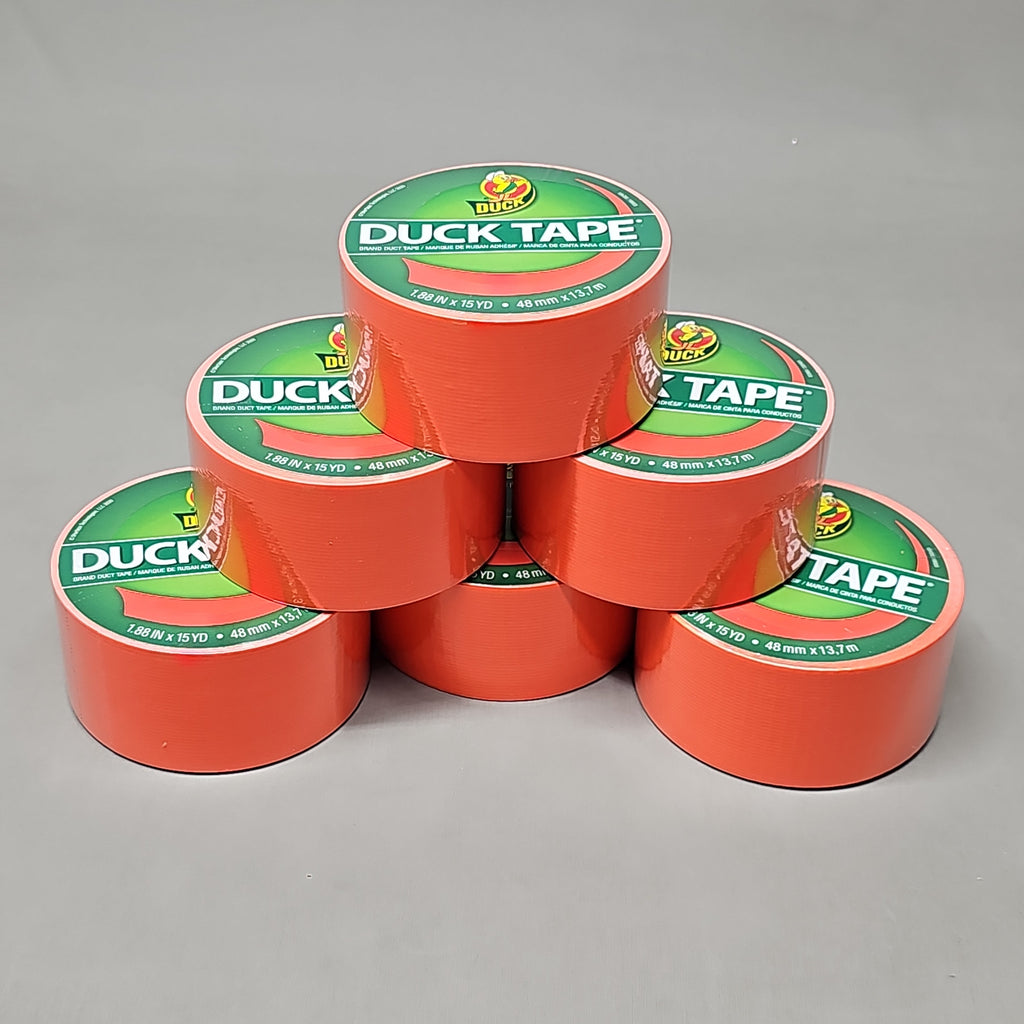 SHURTAPE Duck Tape 6 Rolls of Orange 1.88"x15 YD 283875 (New)